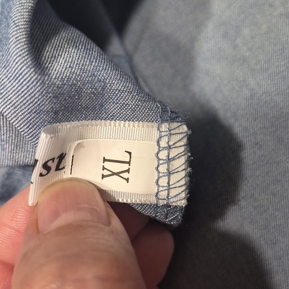 Fashion Blouse Size XL Denim Embroidered Boho Peasant Puff Sleeves Cottagecore - Picture 8 of 9